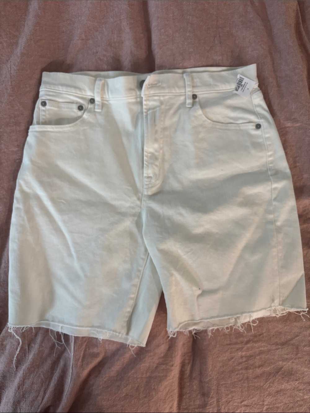 GAP Women's White Frayed-Hem Denim Shorts